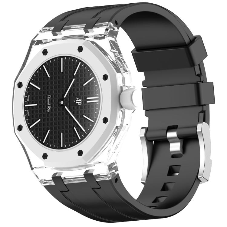 Three O Clock Direction Clear Plastic Case Integrated Silicone Watch Band, For Swatch Royal Pop