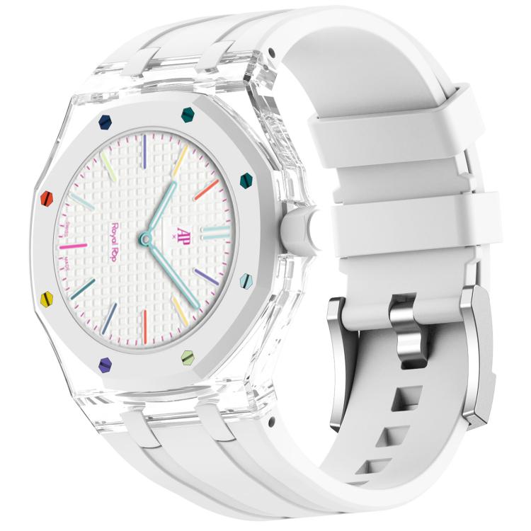 Three O Clock Direction Clear Plastic Case Integrated Silicone Watch Band, For Swatch Royal Pop