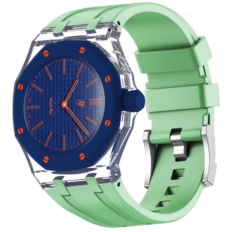 Three O Clock Direction Clear Plastic Case Integrated Silicone Watch Band, For Swatch Royal Pop