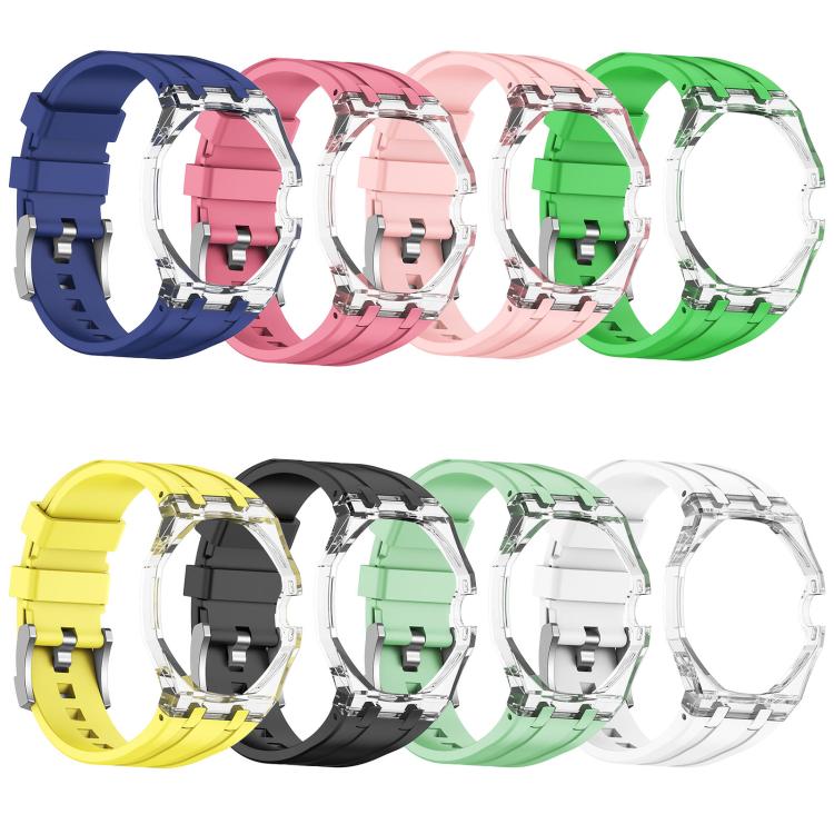 Three O Clock Direction Clear Plastic Case Integrated Silicone Watch Band, For Swatch Royal Pop