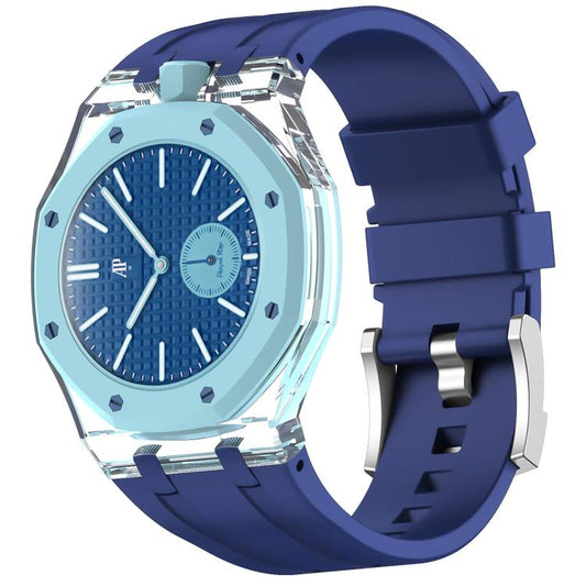 Twelve O Clock Direction Clear Plastic Case Integrated Silicone Watch Band, For Swatch Royal Pop