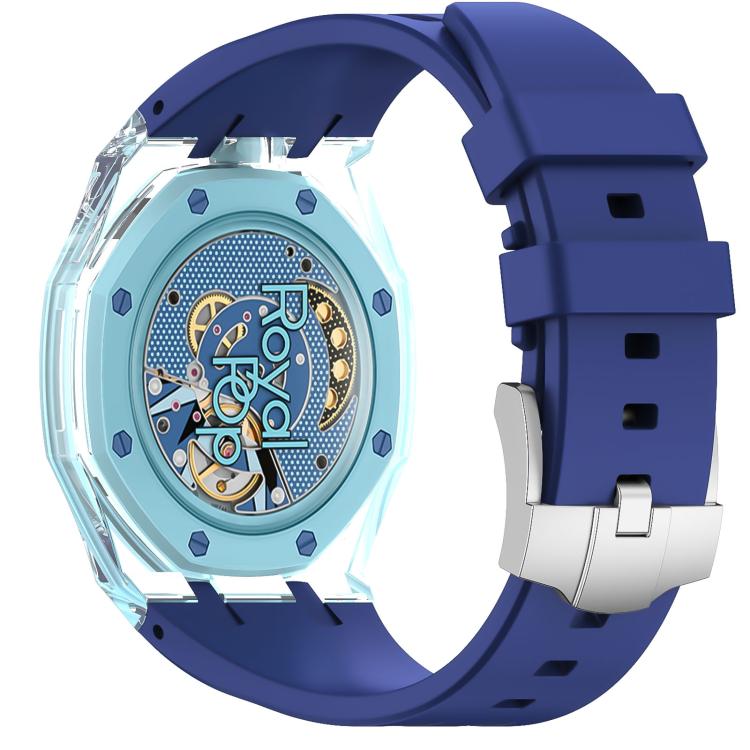 Twelve O Clock Direction Clear Plastic Case Integrated Silicone Watch Band, For Swatch Royal Pop