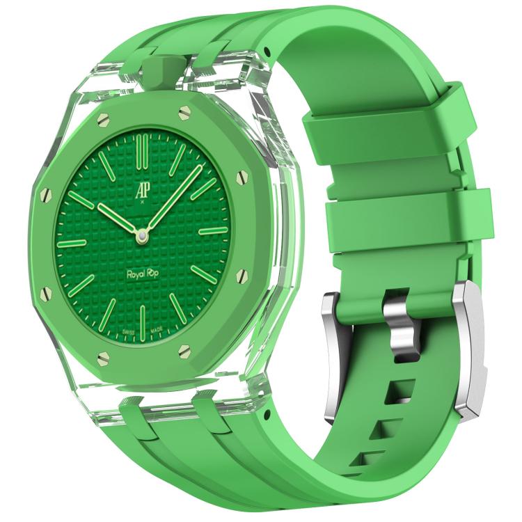 Twelve O Clock Direction Clear Plastic Case Integrated Silicone Watch Band, For Swatch Royal Pop