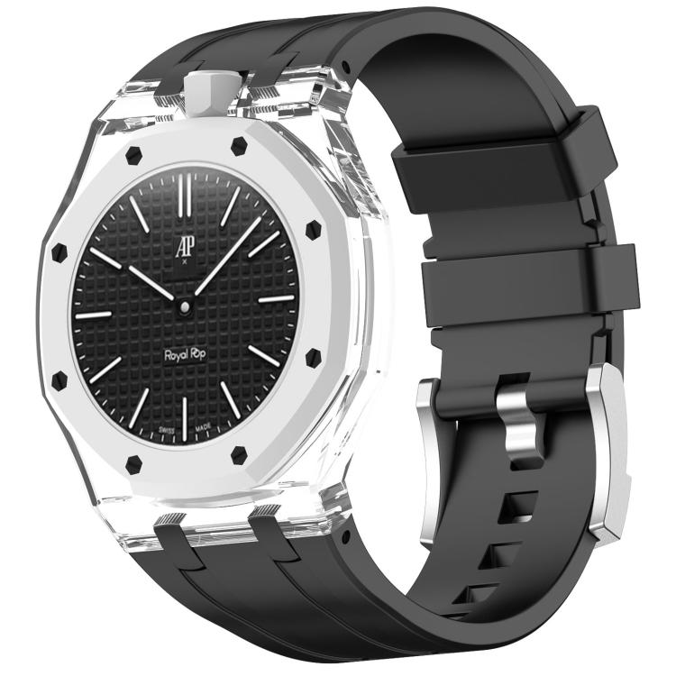 Twelve O Clock Direction Clear Plastic Case Integrated Silicone Watch Band, For Swatch Royal Pop