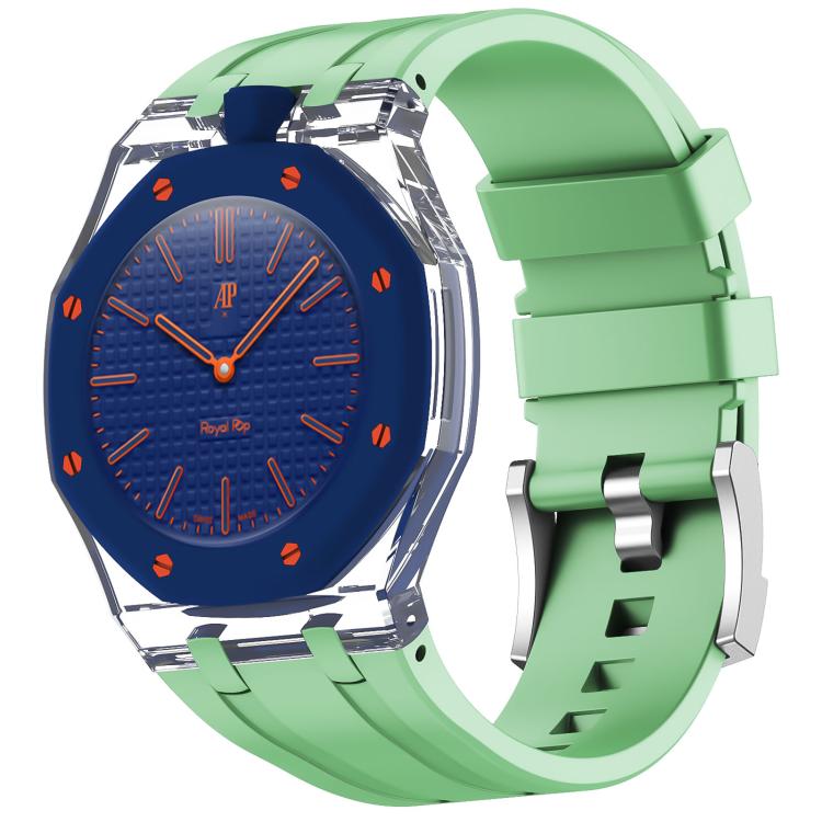 Twelve O Clock Direction Clear Plastic Case Integrated Silicone Watch Band, For Swatch Royal Pop
