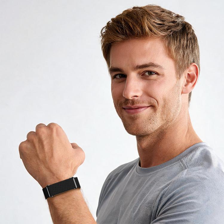 Metal Frame Eight-Shaped Buckle Nylon Elastic Watch Band, For Google Fitbit Air