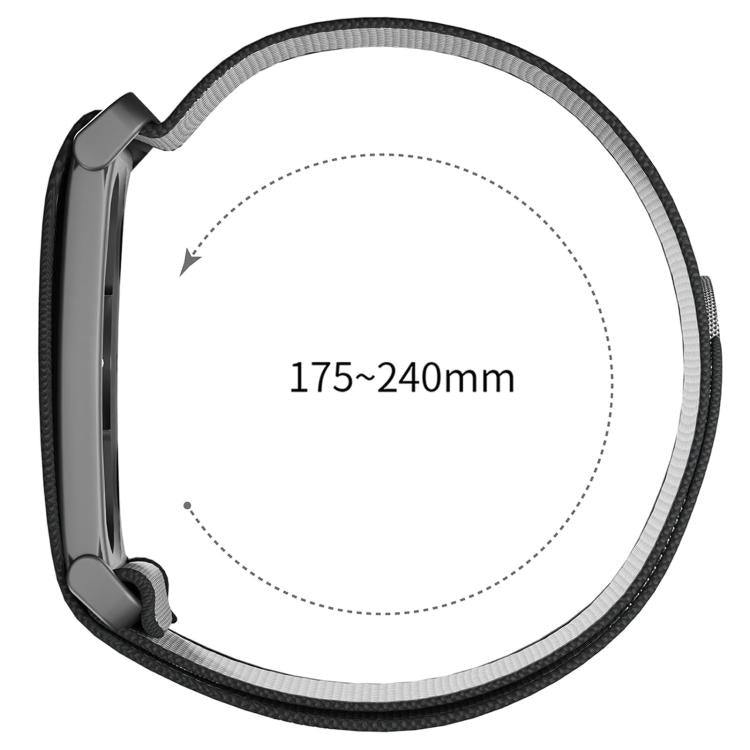 Metal Frame Grid Texture Nylon Hook And Loop Fastener Watch Band, For Google Fitbit Air