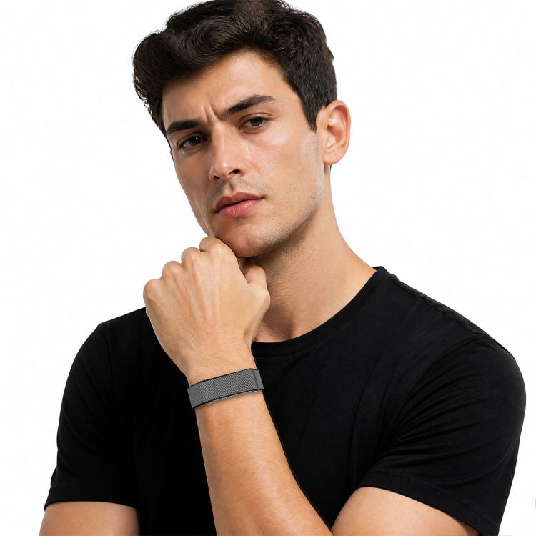 Metal Frame Grid Texture Nylon Hook And Loop Fastener Watch Band, For Google Fitbit Air
