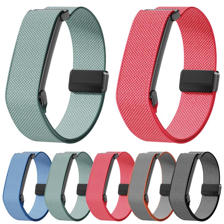 Metal Frame Grid Texture Magnetic Clasp Nylon Elastic Watch Band, For Google Fitbit Air