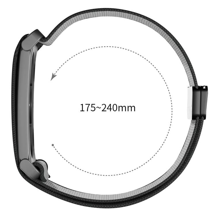 Metal Frame Grid Texture Magnetic Clasp Nylon Elastic Watch Band, For Google Fitbit Air