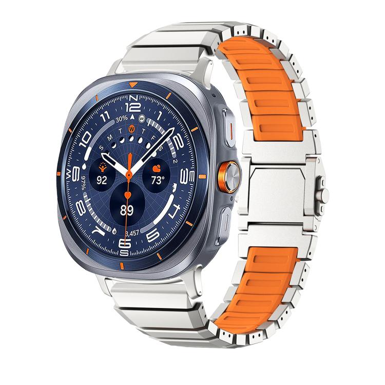 Magnetic Buckle Titanium Metal Hybrid Silicone Watch Band, For Galaxy Watch Ultra 2026-2024