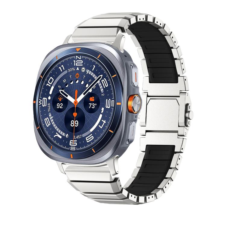 Magnetic Buckle Titanium Metal Hybrid Silicone Watch Band, For Galaxy Watch Ultra 2026-2024