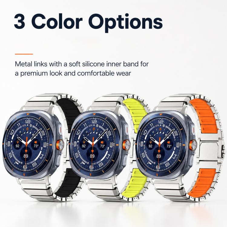 Magnetic Buckle Titanium Metal Hybrid Silicone Watch Band, For Galaxy Watch Ultra 2026-2024