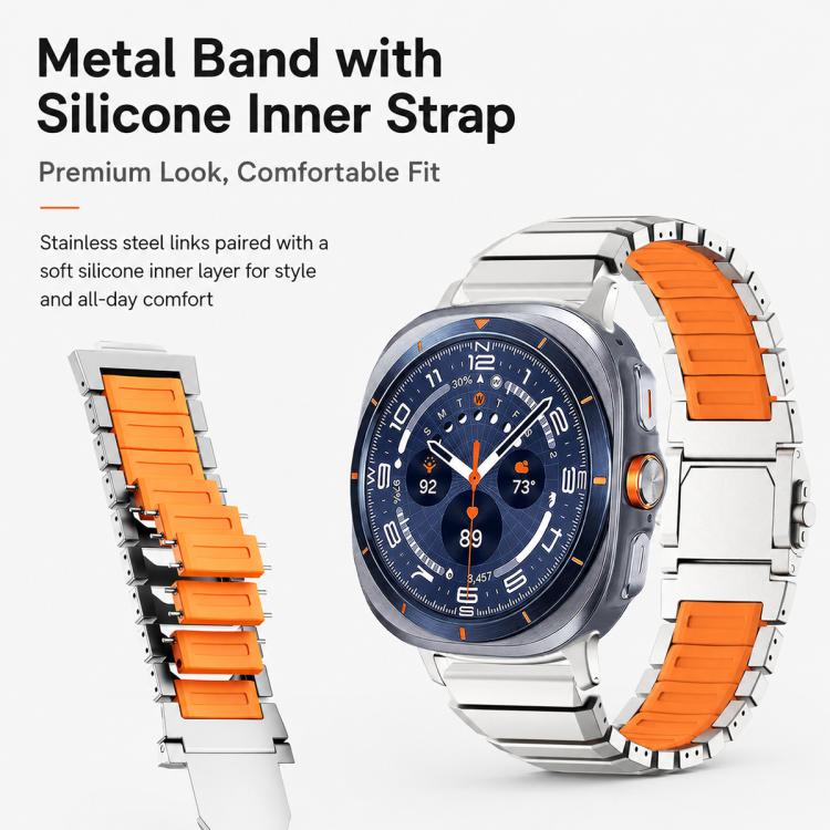Magnetic Buckle Titanium Metal Hybrid Silicone Watch Band, For Galaxy Watch Ultra 2026-2024