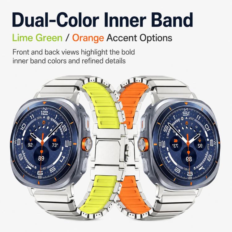 Magnetic Buckle Titanium Metal Hybrid Silicone Watch Band, For Galaxy Watch Ultra 2026-2024