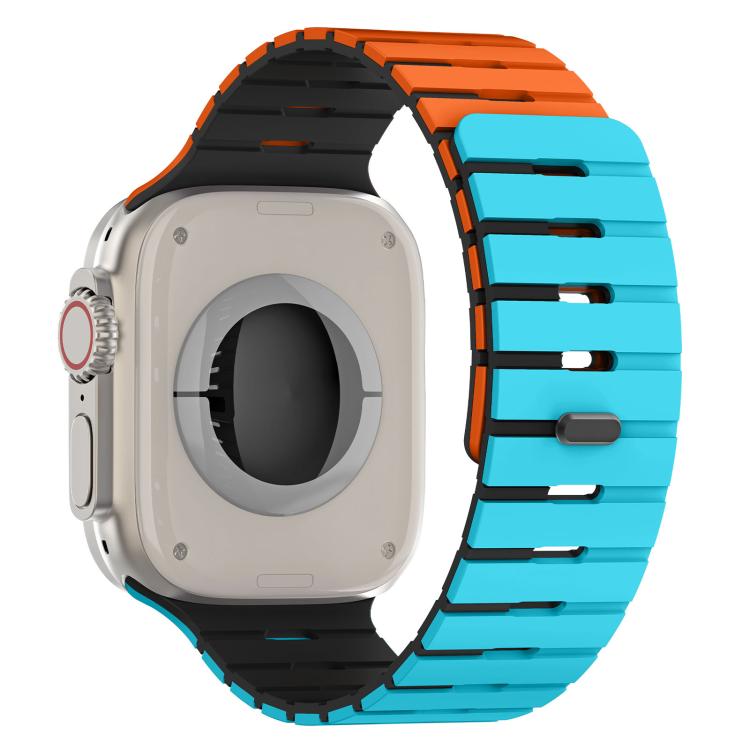 Piano Key Design Dual Color Magnetic Silicone Watch Band, For Apple Watch 46mm / 49mm / 45mm / 44mm