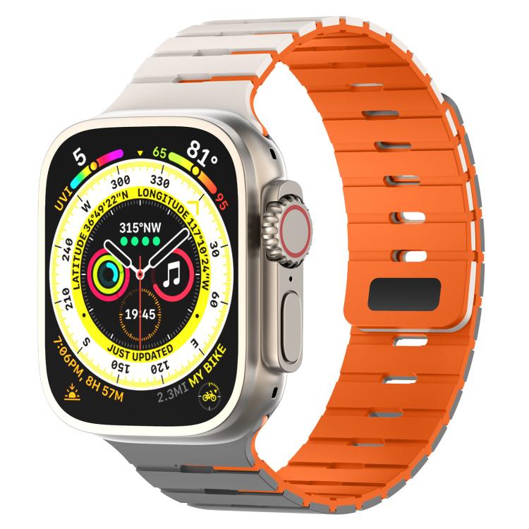 Piano Key Design Dual Color Magnetic Silicone Watch Band, For Apple Watch 46mm / 49mm / 45mm / 44mm
