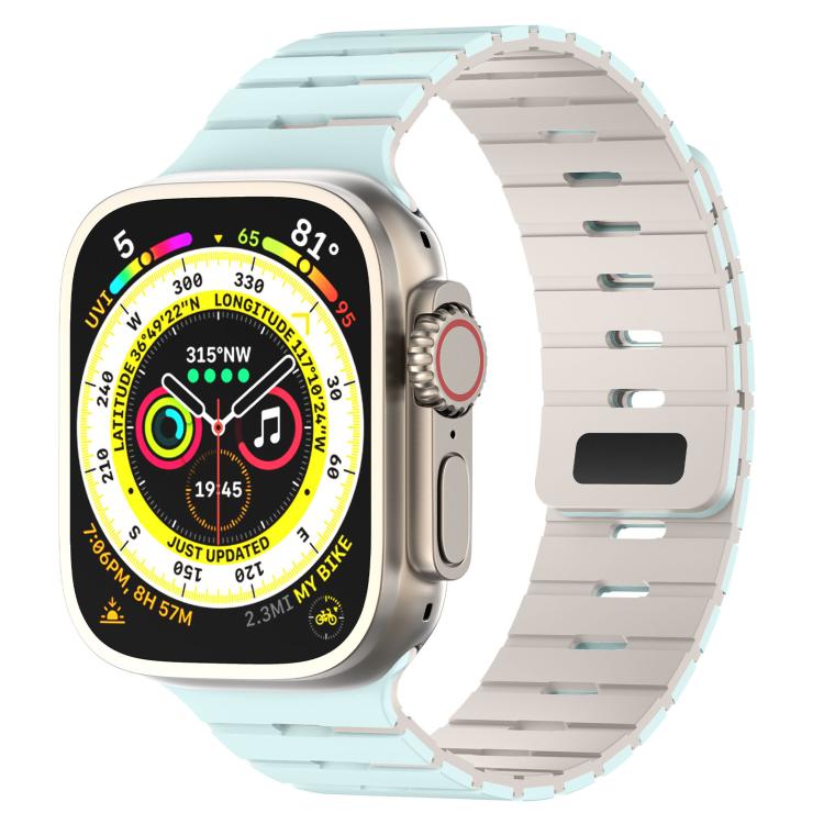 Piano Key Design Dual Color Magnetic Silicone Watch Band, For Apple Watch 46mm / 49mm / 45mm / 44mm