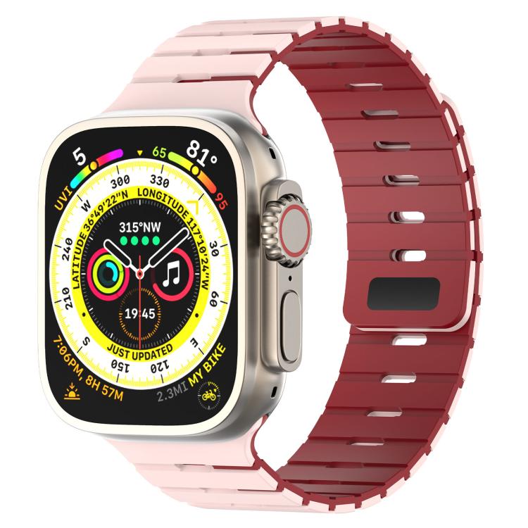 Piano Key Design Dual Color Magnetic Silicone Watch Band, For Apple Watch 46mm / 49mm / 45mm / 44mm