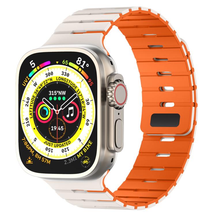 Piano Key Design Dual Color Magnetic Silicone Watch Band, For Apple Watch 46mm / 49mm / 45mm / 44mm