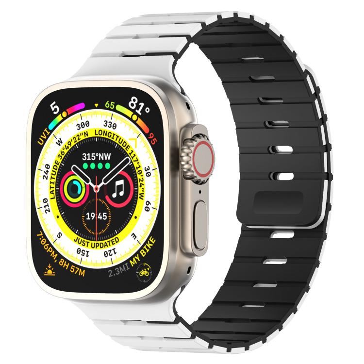 Piano Key Design Dual Color Magnetic Silicone Watch Band, For Apple Watch 46mm / 49mm / 45mm / 44mm
