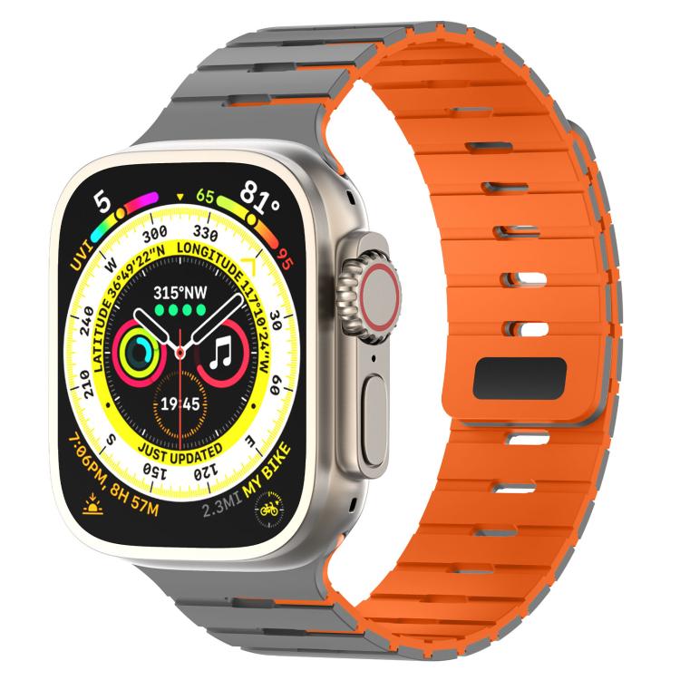 Piano Key Design Dual Color Magnetic Silicone Watch Band, For Apple Watch 46mm / 49mm / 45mm / 44mm