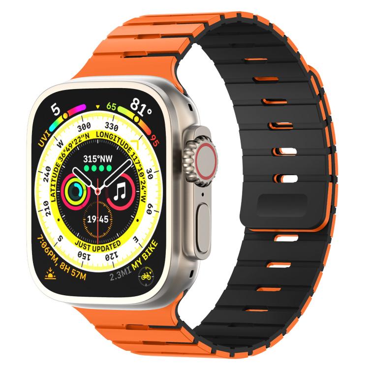 Piano Key Design Dual Color Magnetic Silicone Watch Band, For Apple Watch 46mm / 49mm / 45mm / 44mm