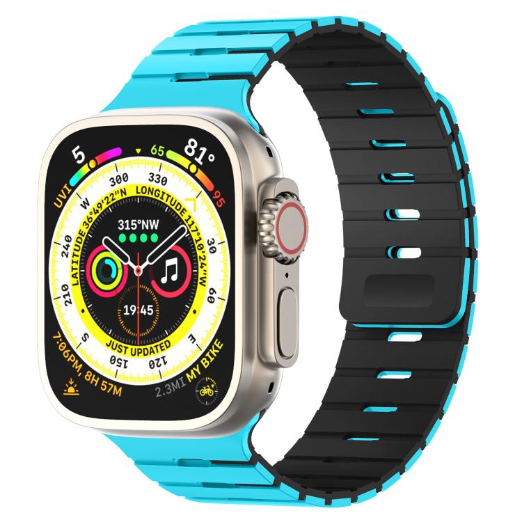 Piano Key Design Dual Color Magnetic Silicone Watch Band, For Apple Watch 46mm / 49mm / 45mm / 44mm