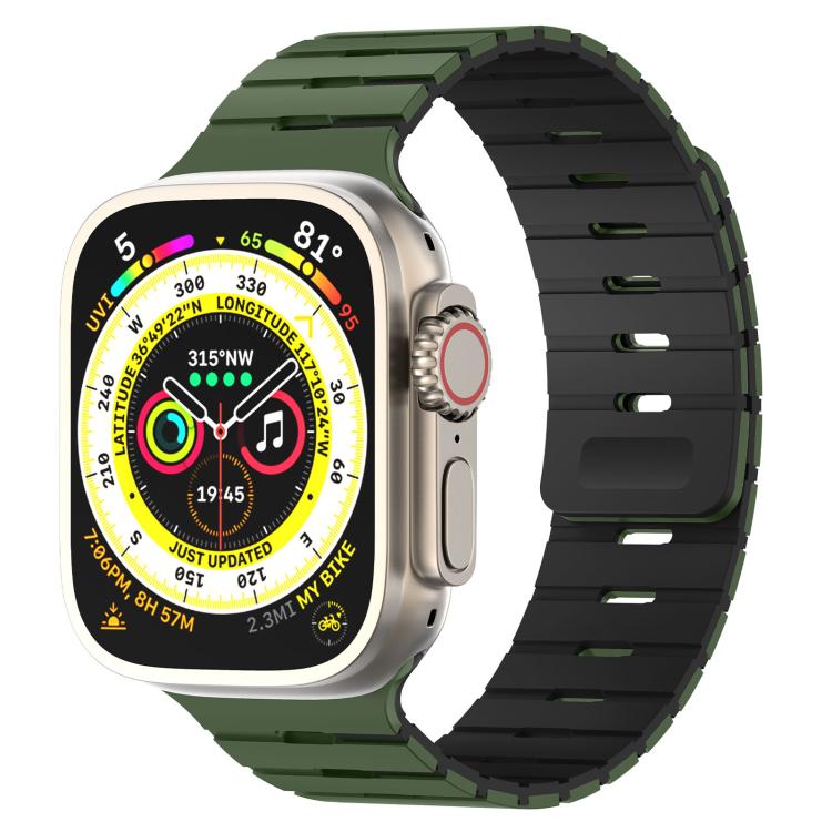Piano Key Design Dual Color Magnetic Silicone Watch Band, For Apple Watch 46mm / 49mm / 45mm / 44mm
