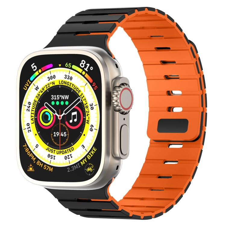 Piano Key Design Dual Color Magnetic Silicone Watch Band, For Apple Watch 46mm / 49mm / 45mm / 44mm