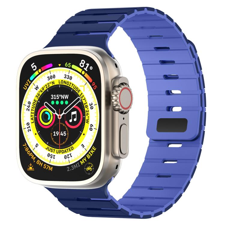 Piano Key Design Dual Color Magnetic Silicone Watch Band, For Apple Watch 46mm / 49mm / 45mm / 44mm