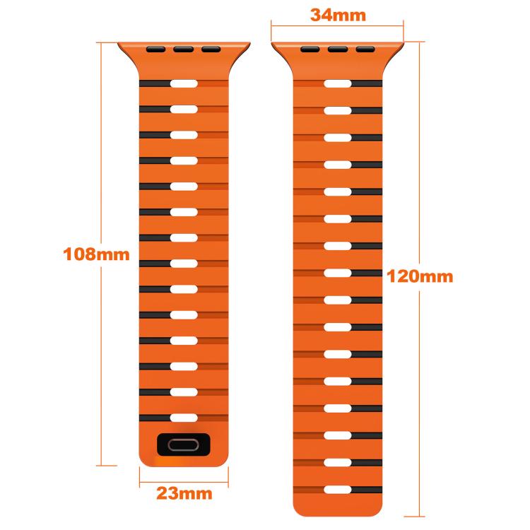 Piano Key Design Dual Color Magnetic Silicone Watch Band, For Apple Watch 46mm / 49mm / 45mm / 44mm