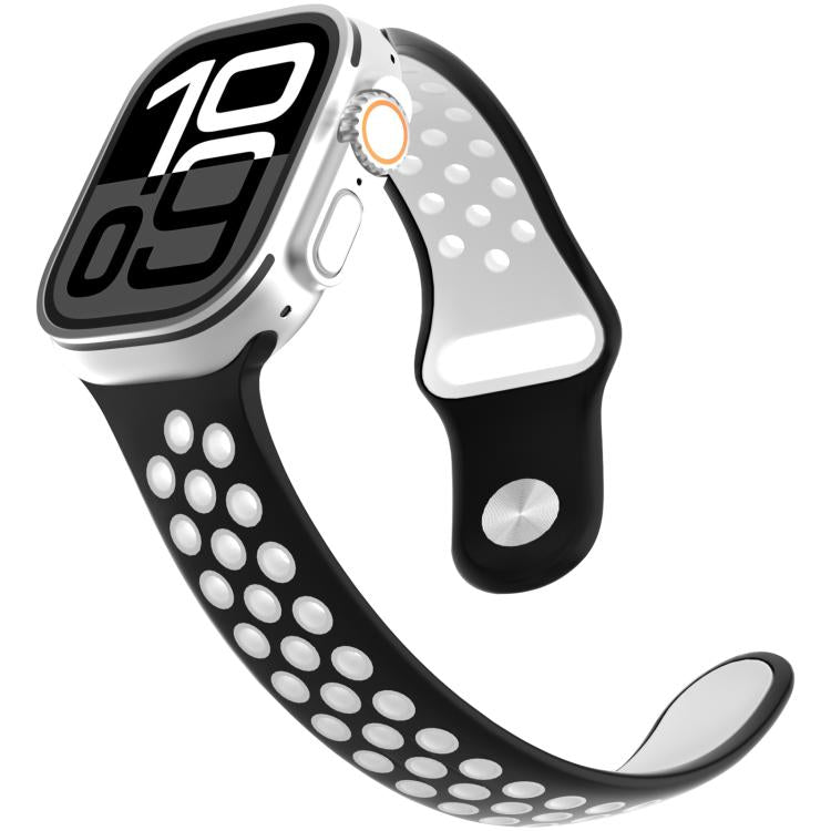 Angled Design Reverse Buckle Two Color Silicone Watch Band, For Apple Watch 46mm / 49mm / 45mm / 44mm, For Apple Watch 42mm / 41mm / 40mm / 38mm