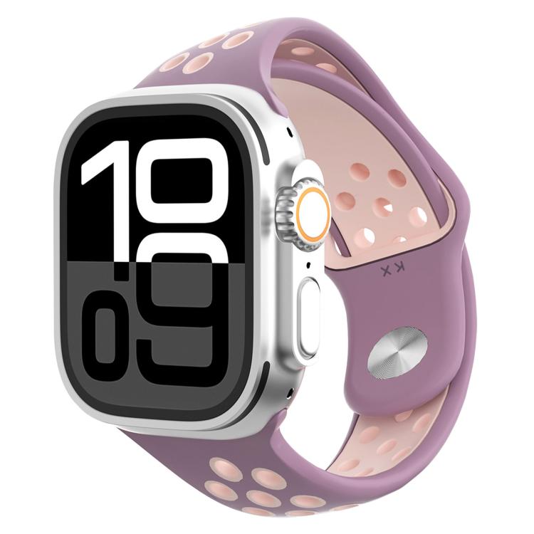 Angled Design Reverse Buckle Two Color Silicone Watch Band, For Apple Watch 46mm / 49mm / 45mm / 44mm, For Apple Watch 42mm / 41mm / 40mm / 38mm