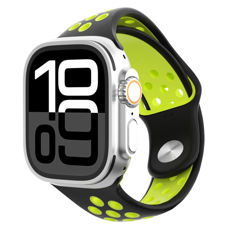 Angled Design Reverse Buckle Two Color Silicone Watch Band, For Apple Watch 46mm / 49mm / 45mm / 44mm, For Apple Watch 42mm / 41mm / 40mm / 38mm