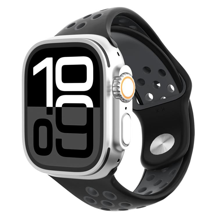 Angled Design Reverse Buckle Two Color Silicone Watch Band, For Apple Watch 46mm / 49mm / 45mm / 44mm, For Apple Watch 42mm / 41mm / 40mm / 38mm