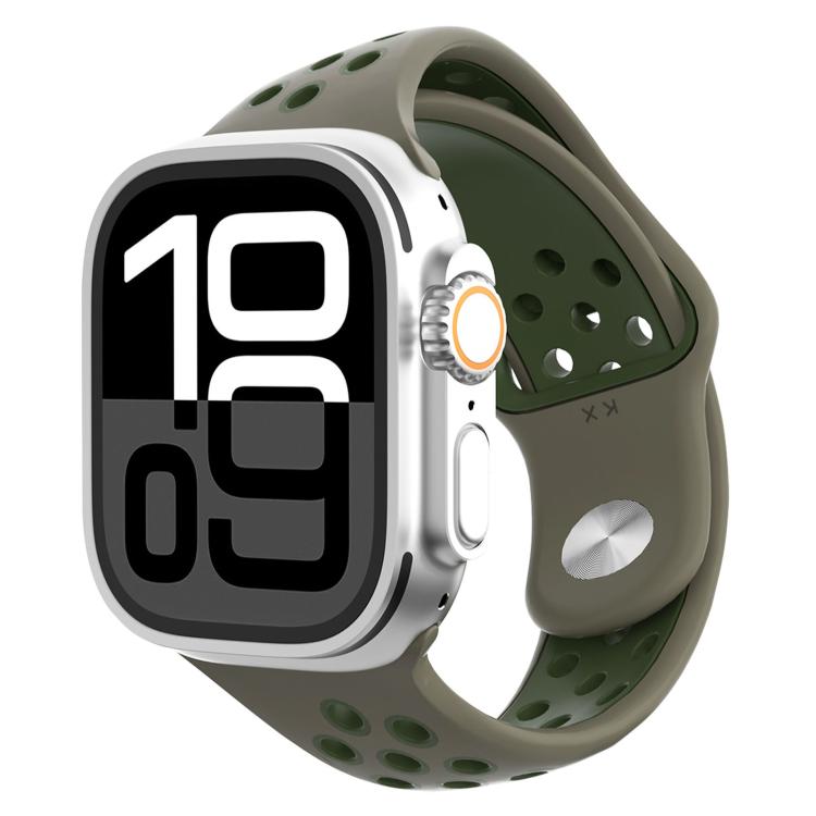 Angled Design Reverse Buckle Two Color Silicone Watch Band, For Apple Watch 46mm / 49mm / 45mm / 44mm, For Apple Watch 42mm / 41mm / 40mm / 38mm