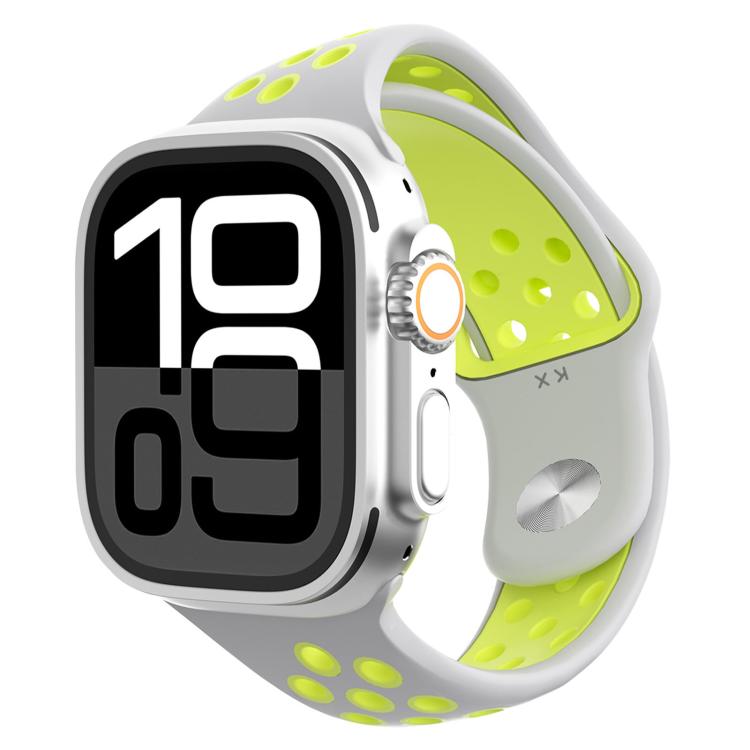 Angled Design Reverse Buckle Two Color Silicone Watch Band, For Apple Watch 46mm / 49mm / 45mm / 44mm, For Apple Watch 42mm / 41mm / 40mm / 38mm