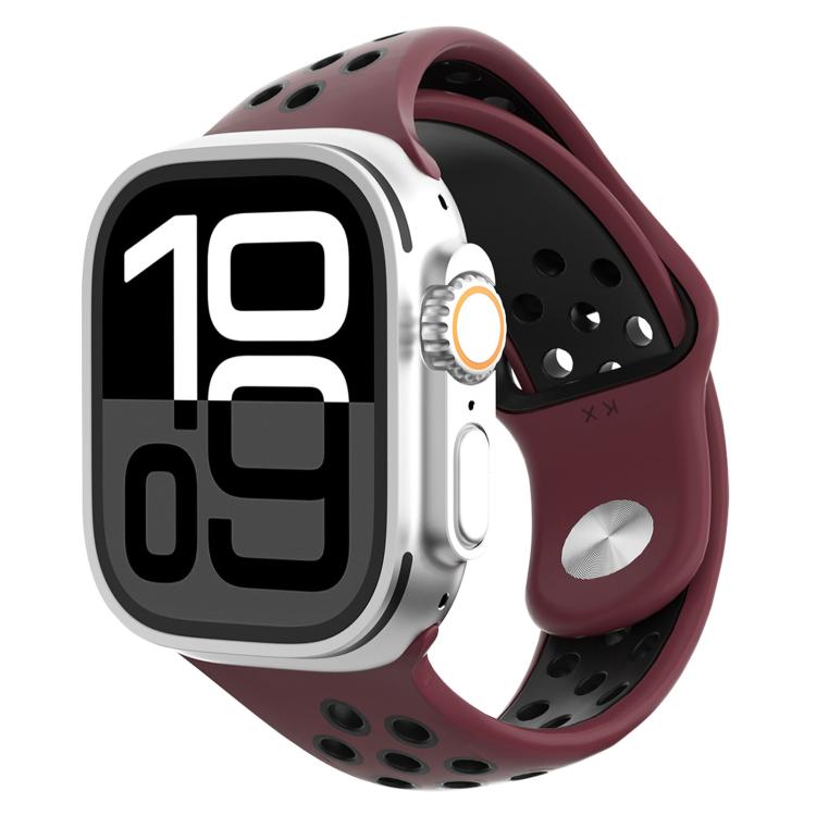 Angled Design Reverse Buckle Two Color Silicone Watch Band, For Apple Watch 46mm / 49mm / 45mm / 44mm, For Apple Watch 42mm / 41mm / 40mm / 38mm