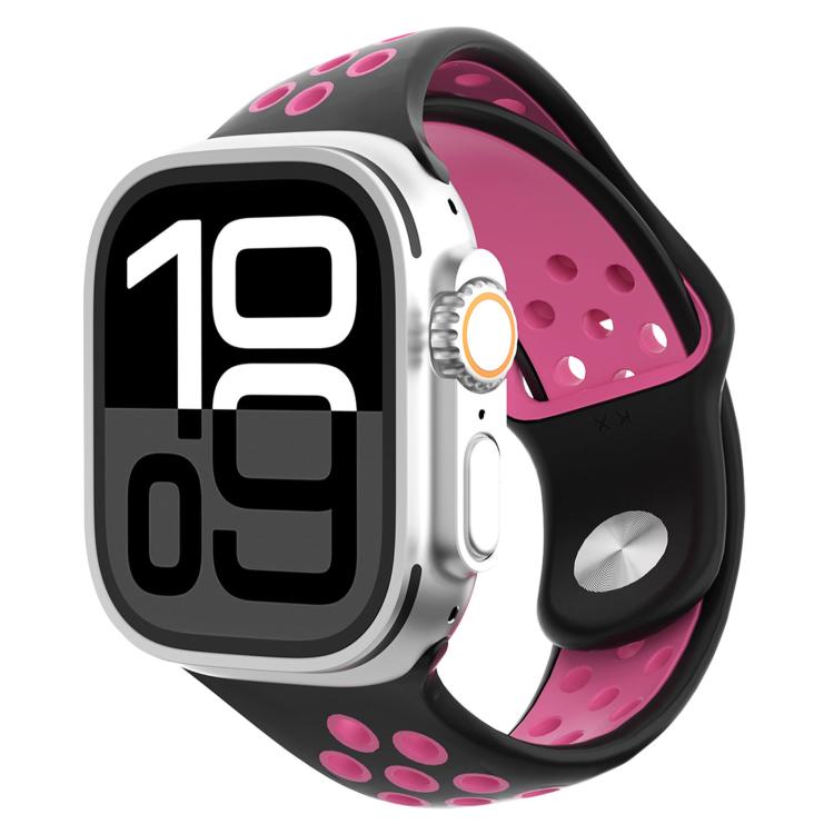 Angled Design Reverse Buckle Two Color Silicone Watch Band, For Apple Watch 46mm / 49mm / 45mm / 44mm, For Apple Watch 42mm / 41mm / 40mm / 38mm