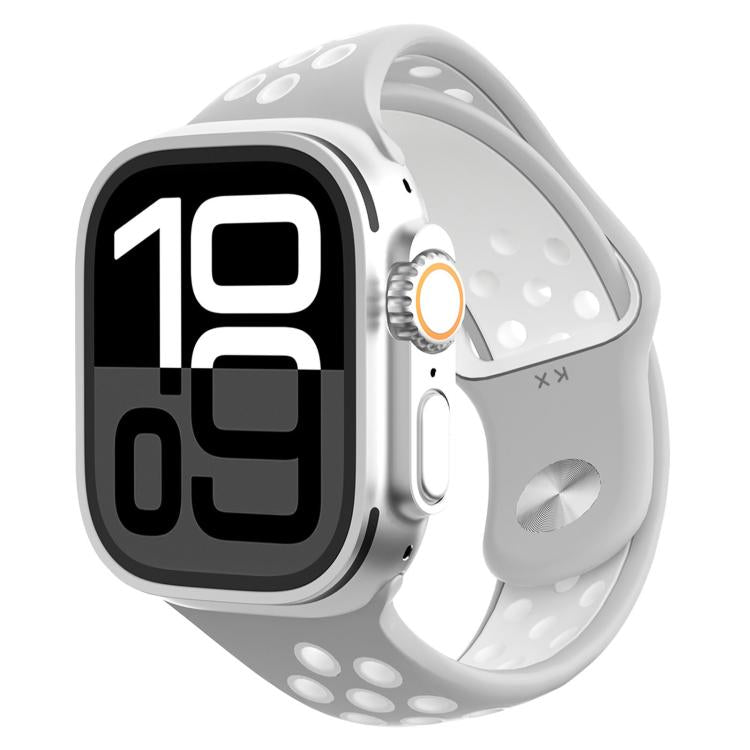 Angled Design Reverse Buckle Two Color Silicone Watch Band, For Apple Watch 46mm / 49mm / 45mm / 44mm, For Apple Watch 42mm / 41mm / 40mm / 38mm