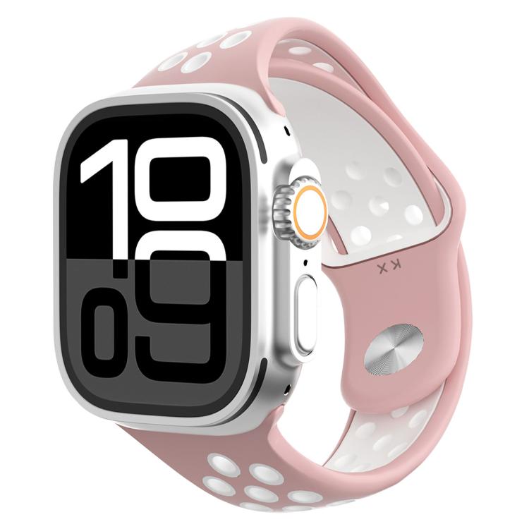 Angled Design Reverse Buckle Two Color Silicone Watch Band, For Apple Watch 46mm / 49mm / 45mm / 44mm, For Apple Watch 42mm / 41mm / 40mm / 38mm