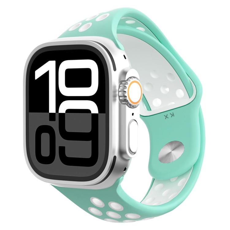 Angled Design Reverse Buckle Two Color Silicone Watch Band, For Apple Watch 46mm / 49mm / 45mm / 44mm, For Apple Watch 42mm / 41mm / 40mm / 38mm