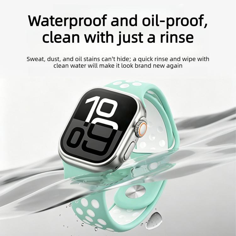 Angled Design Reverse Buckle Two Color Silicone Watch Band, For Apple Watch 46mm / 49mm / 45mm / 44mm, For Apple Watch 42mm / 41mm / 40mm / 38mm