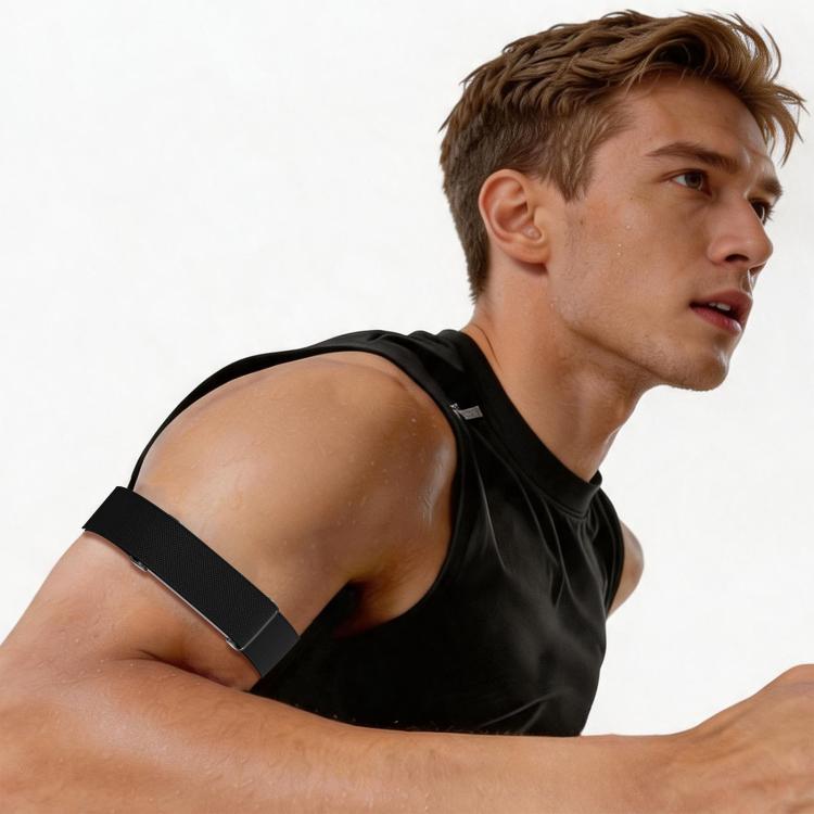 Metal Frame Magnetic Clasp Nylon Elastic Arm Band, For Google Fitbit Air