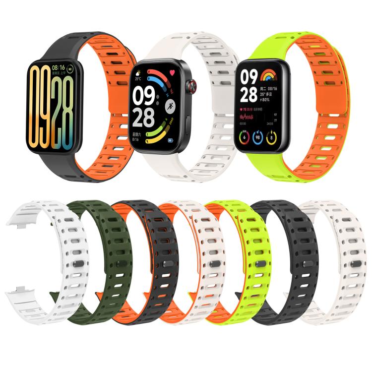 Nail Buckle Magnetic Two Color Silicone Watch Band, For Xiaomi Band 10 Pro / Redmi Watch 6 / 5