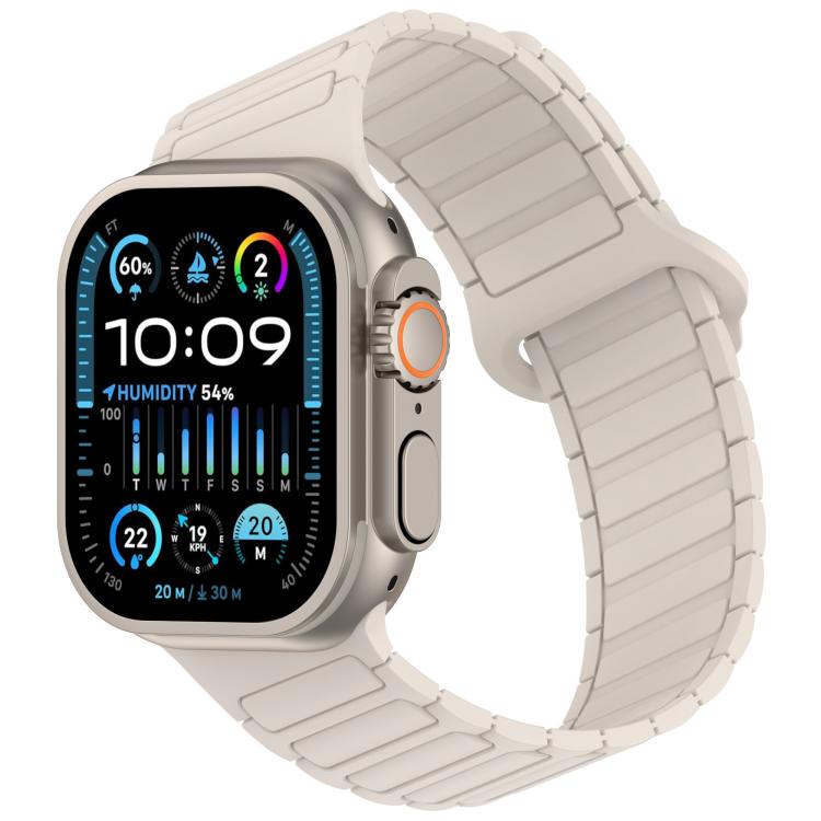 Angled Design Three Beads Magnetic Loop Silicone Watch Band, For Apple Watch 46mm / 49mm / 45mm / 44mm, For Apple Watch 42mm / 41mm / 40mm / 38mm
