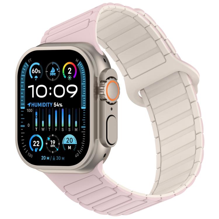 Angled Design Three Beads Magnetic Loop Silicone Watch Band, For Apple Watch 46mm / 49mm / 45mm / 44mm, For Apple Watch 42mm / 41mm / 40mm / 38mm