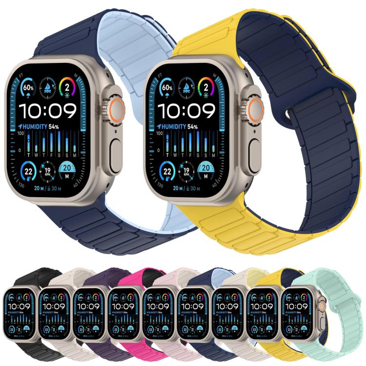 Angled Design Three Beads Magnetic Loop Silicone Watch Band, For Apple Watch 46mm / 49mm / 45mm / 44mm, For Apple Watch 42mm / 41mm / 40mm / 38mm
