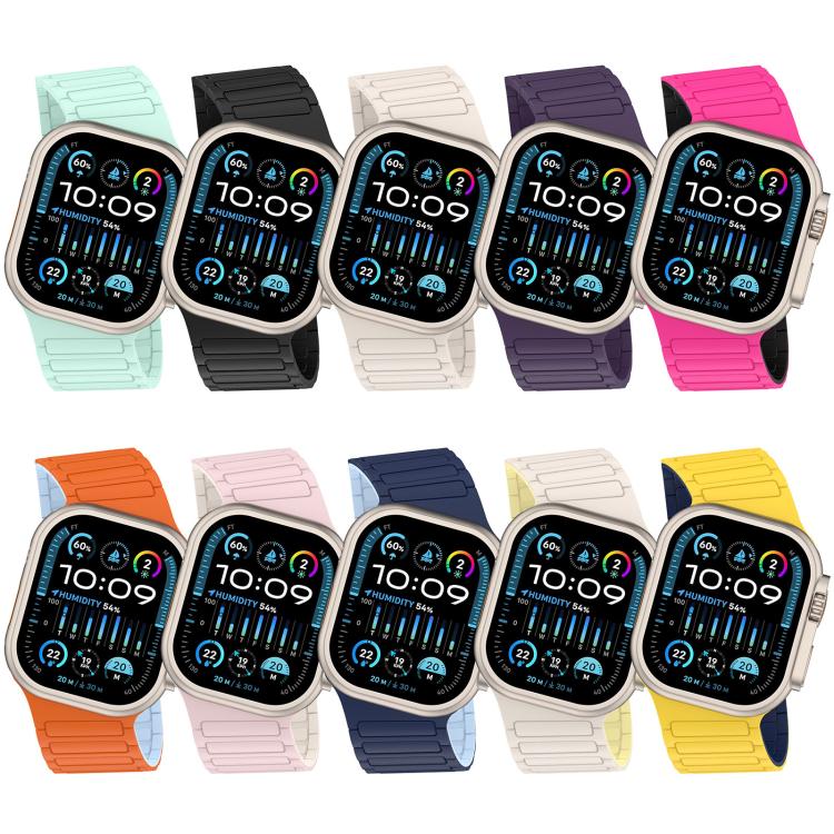 Angled Design Three Beads Magnetic Loop Silicone Watch Band, For Apple Watch 46mm / 49mm / 45mm / 44mm, For Apple Watch 42mm / 41mm / 40mm / 38mm